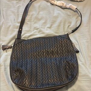 Stella & Dot Black Chevron Shoulder Bag